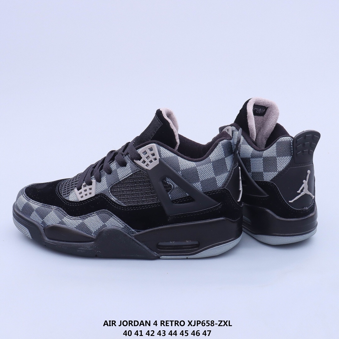 New Men Air Jordan 4 Black Grey 2020 Shoes